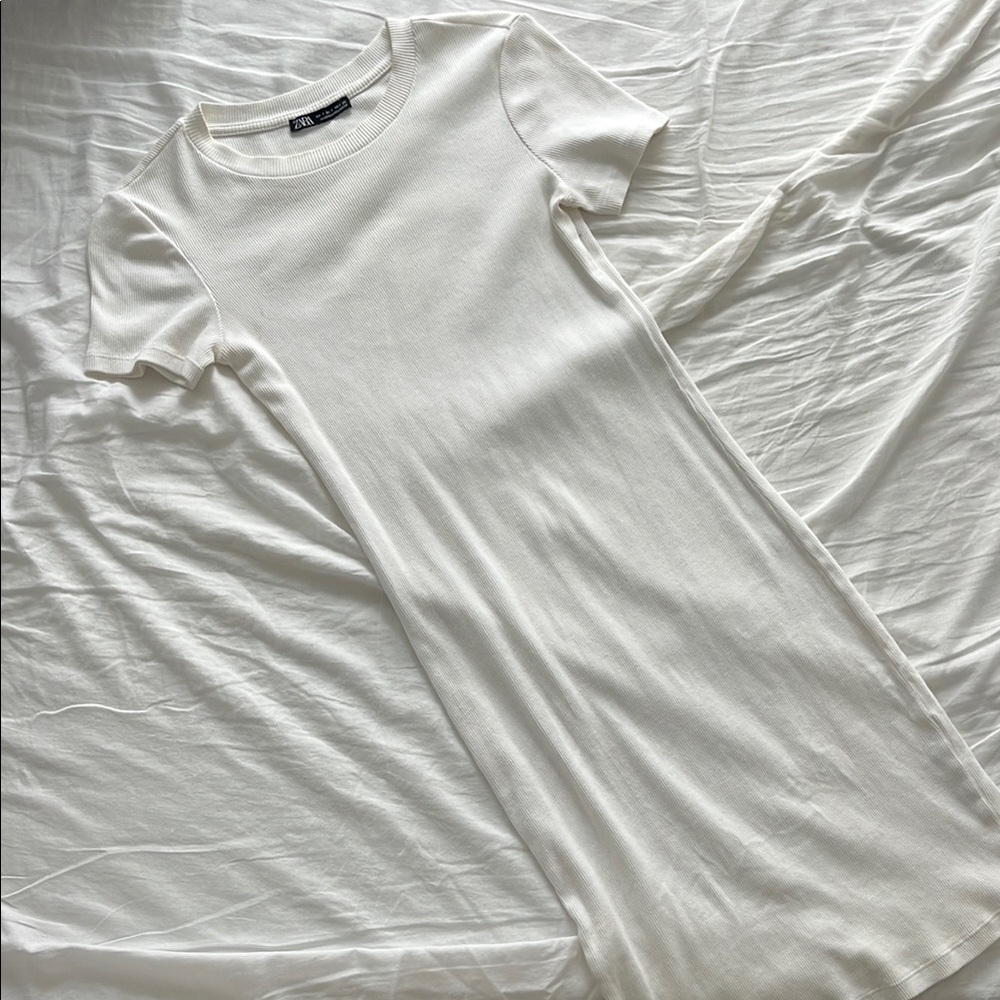 Zara White Short Sleeve Dress